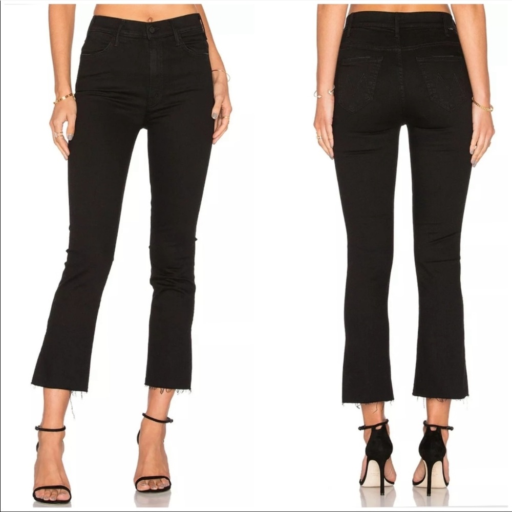 NWT MOTHER The Hustler Ankle Fray Jeans in Not Guilty (Black), Size 28